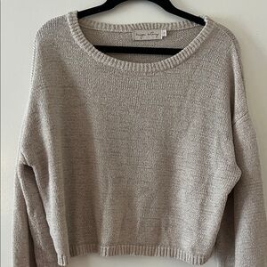 Cozy Cropped Light Gray Crew Neck Sweater